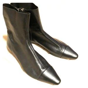 Zara side zip leather booties, size 40, Charcoal